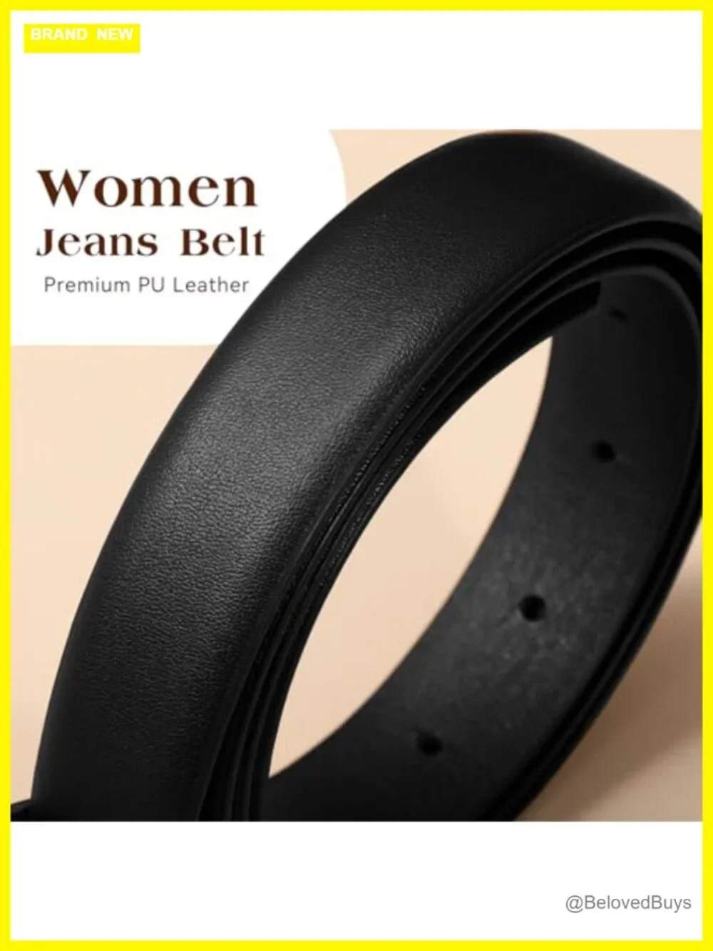 1 Inch PU Leather Belt with Oval Buckle, 9 Adjustable Holes for Jeans, Dresses